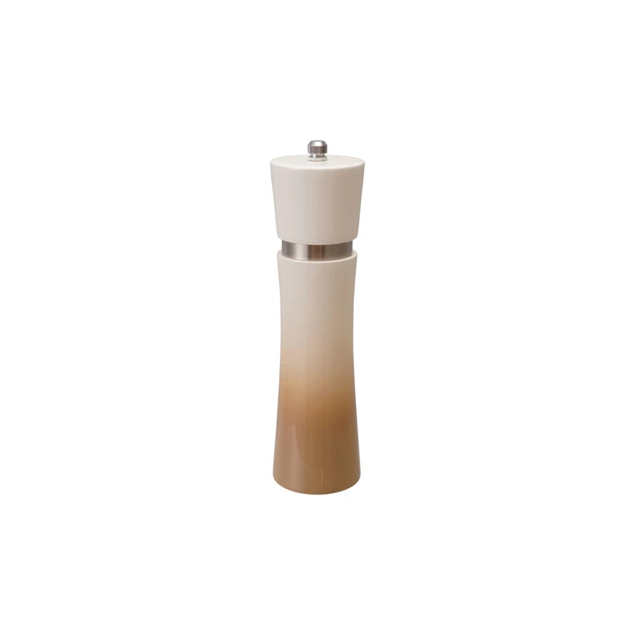 CREAM & TAN COLOR OMBRE RUBBERWOOD SALT & PEPPER MILL