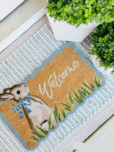 EASTER BUNNY WELCOME SCALLOP DOOR MAT