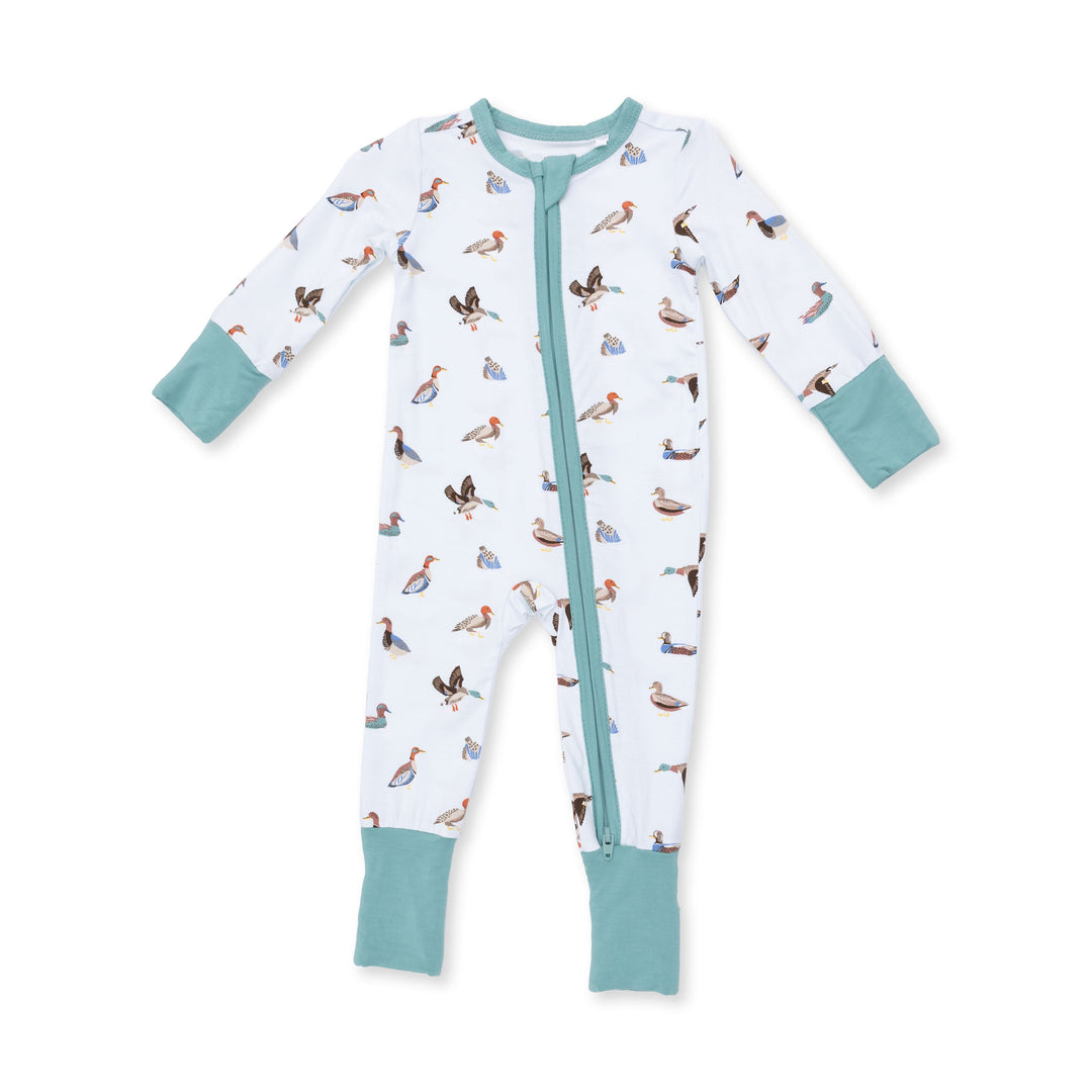 Angel Dear American Ducks Convertible Romper front view of the baby romper highlighting the silhouette and american ducks design