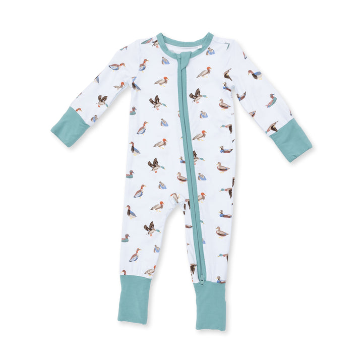 Angel Dear American Ducks Convertible Romper front view of the baby romper highlighting the silhouette and american ducks design