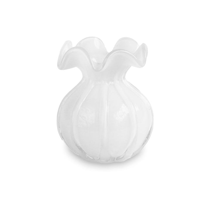 WHITE VENTO ROUND BUD GLASS VASE