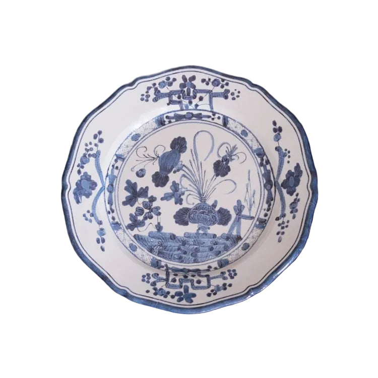 VIDA Faenza 11" Dinner Plate Set of 4 (White and Blue)