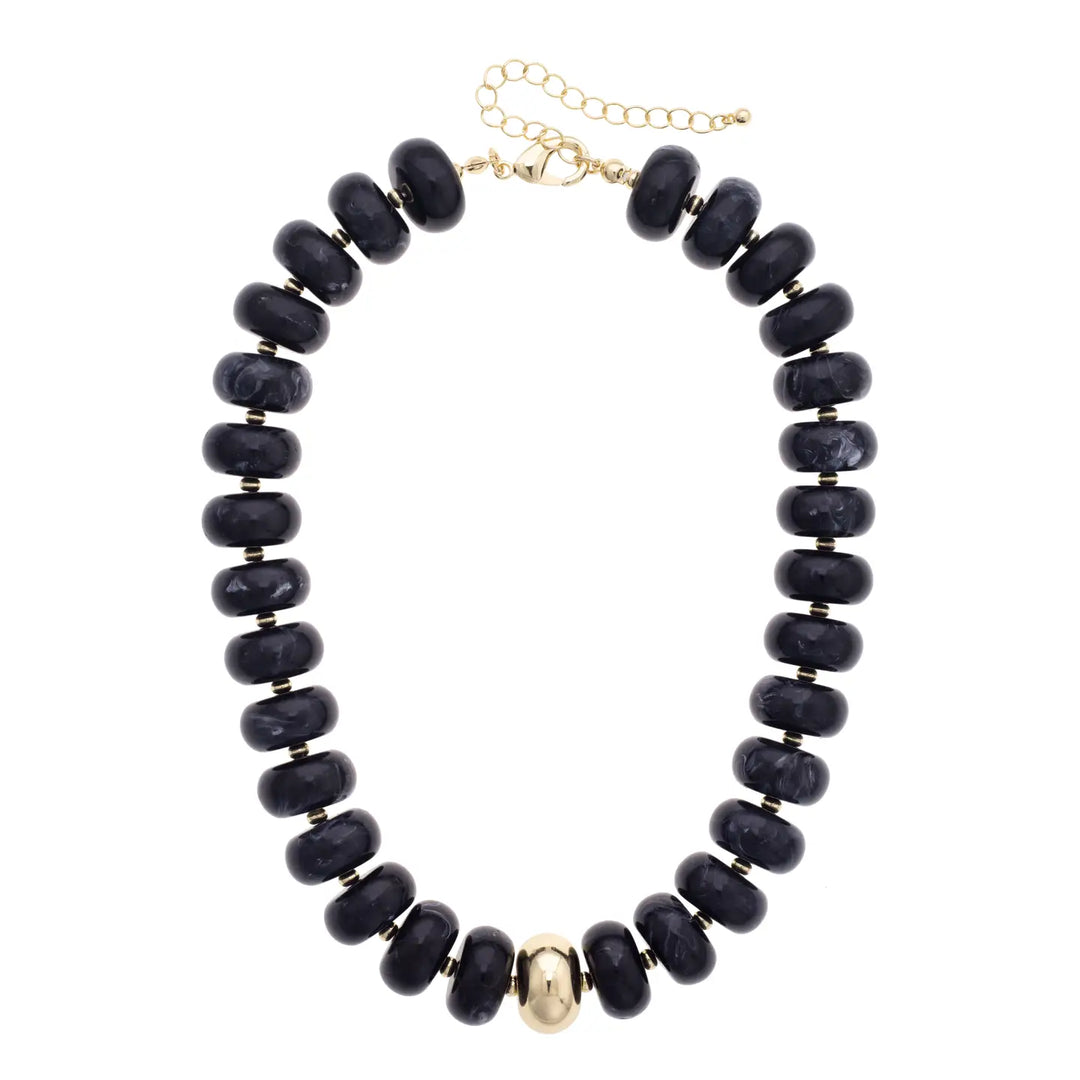 BLACK SAN SEBASTIAN BEADED RESIN NECKLACE