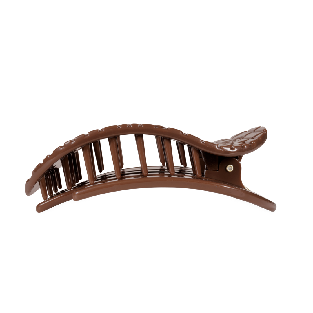 TELETIES FLAT ROUND HAIR CLIP BROWN CROCODILE