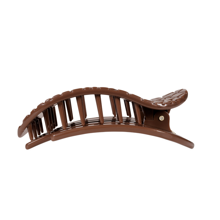 TELETIES FLAT ROUND HAIR CLIP BROWN CROCODILE