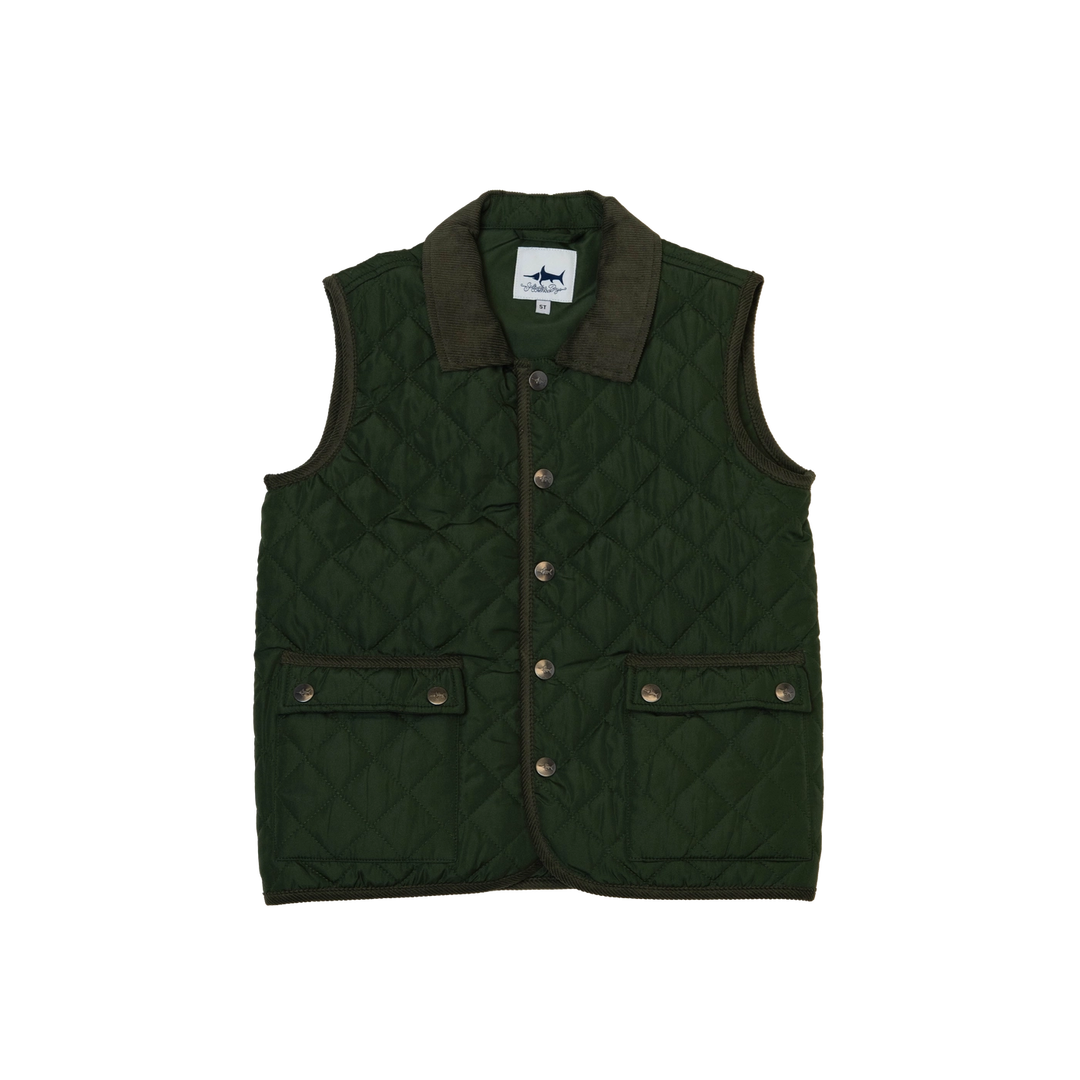 Green quilting adds texture and timeless sporting style.
A contrasting corduroy collar brings a refined heritage finish.
