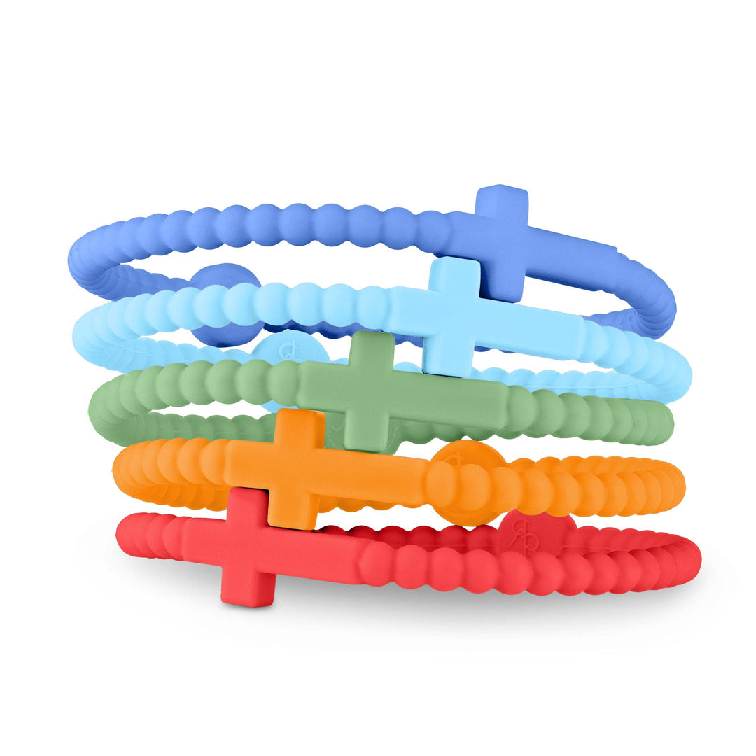 Flicker set of five silicone cross bracelets