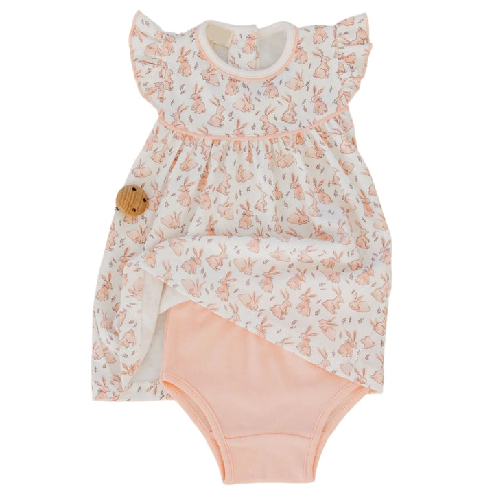 BUNNY PATCH PINK FLUTTERS DRESS SET