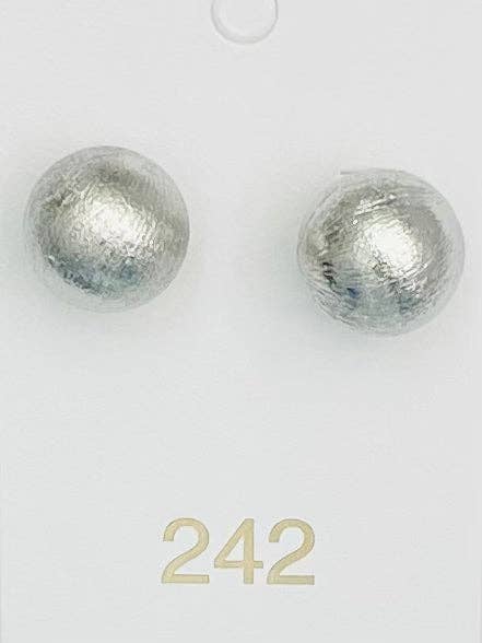 SILVER BIG BALL STUD EARRINGS