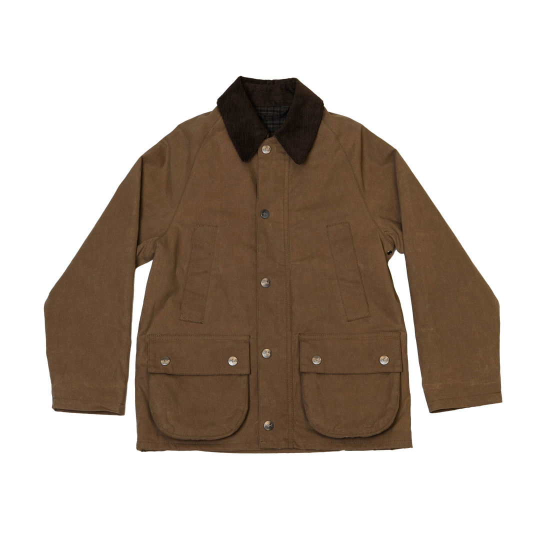 brown wax jacket with corduroy collar on transparent background