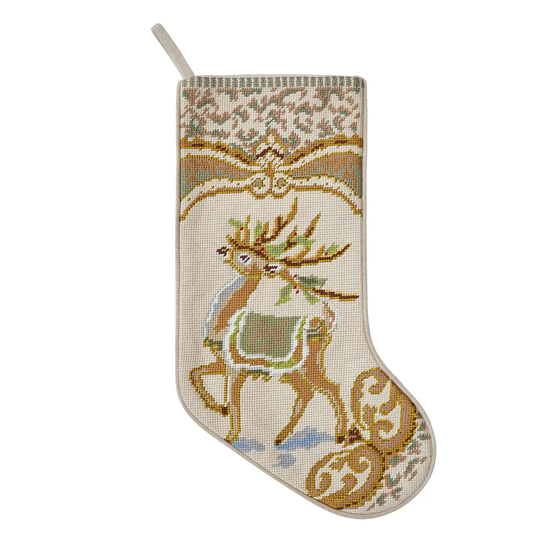 REINDEER NEEDLEPOINT STOCKING