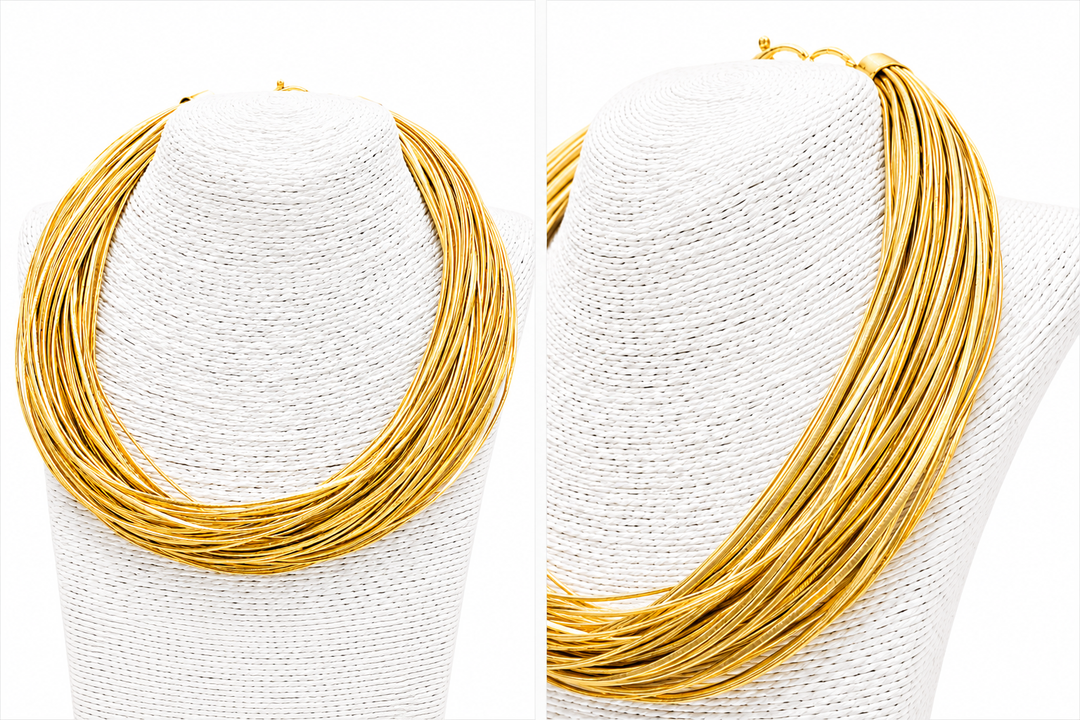 GOLD LEATHERETTE STRAND NECKLACE