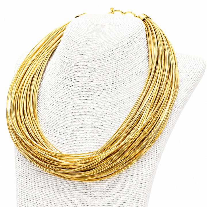 GOLD LEATHERETTE STRAND NECKLACE
