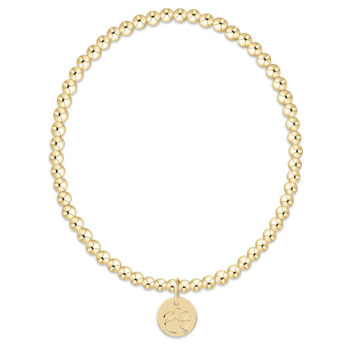 gold beaded bracelet with clemson tigers charm - enewton