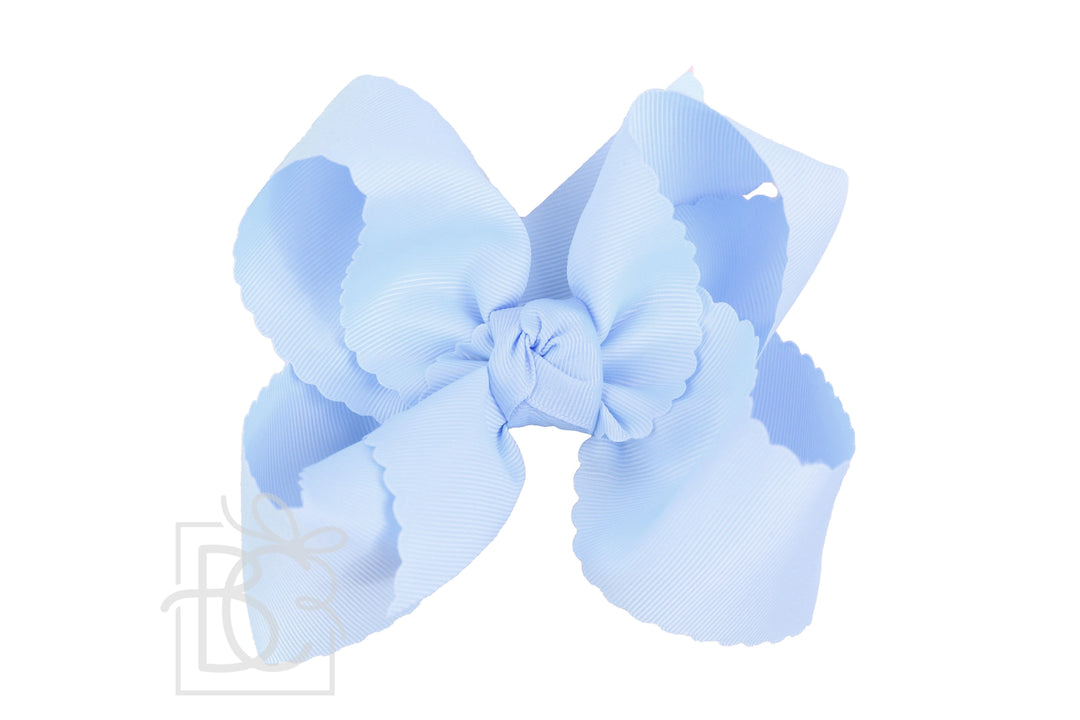 light blue scalloped edge bow in 5.5 inches
