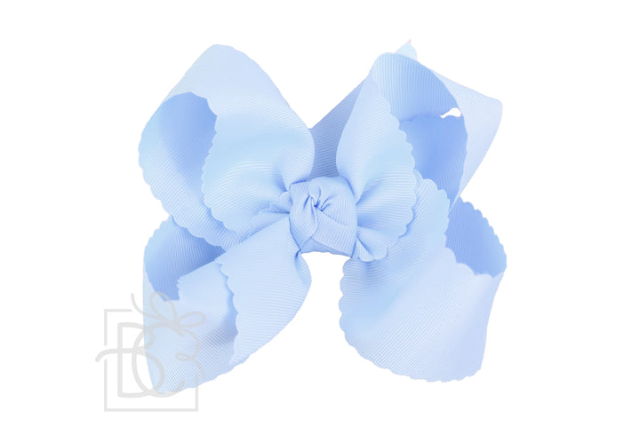light blue scalloped edge bow in 5.5 inches