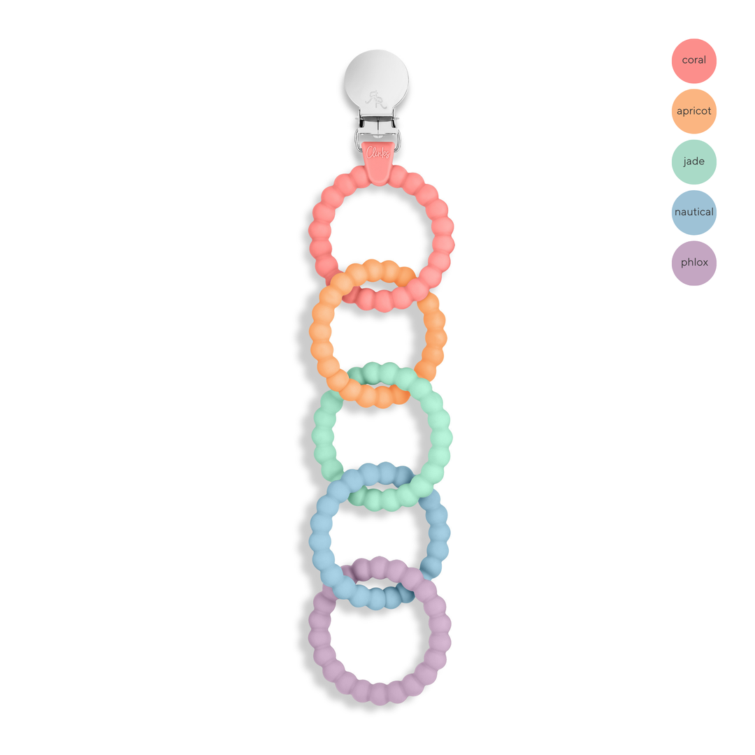 Mosaic Cutie Clinks attachable beaded silicone baby teether