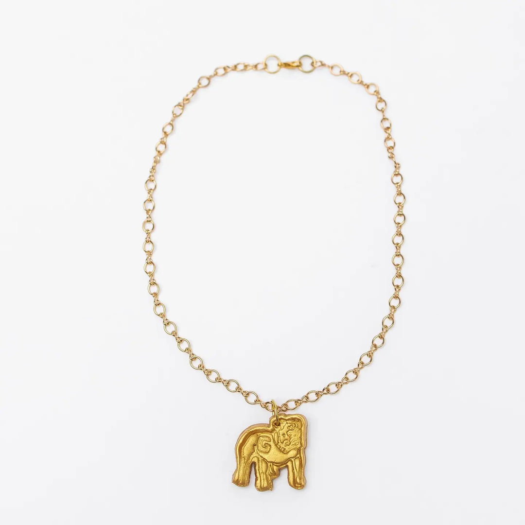 GOLD BULLDOG FIGURE 8 CHAIN NECKLACE