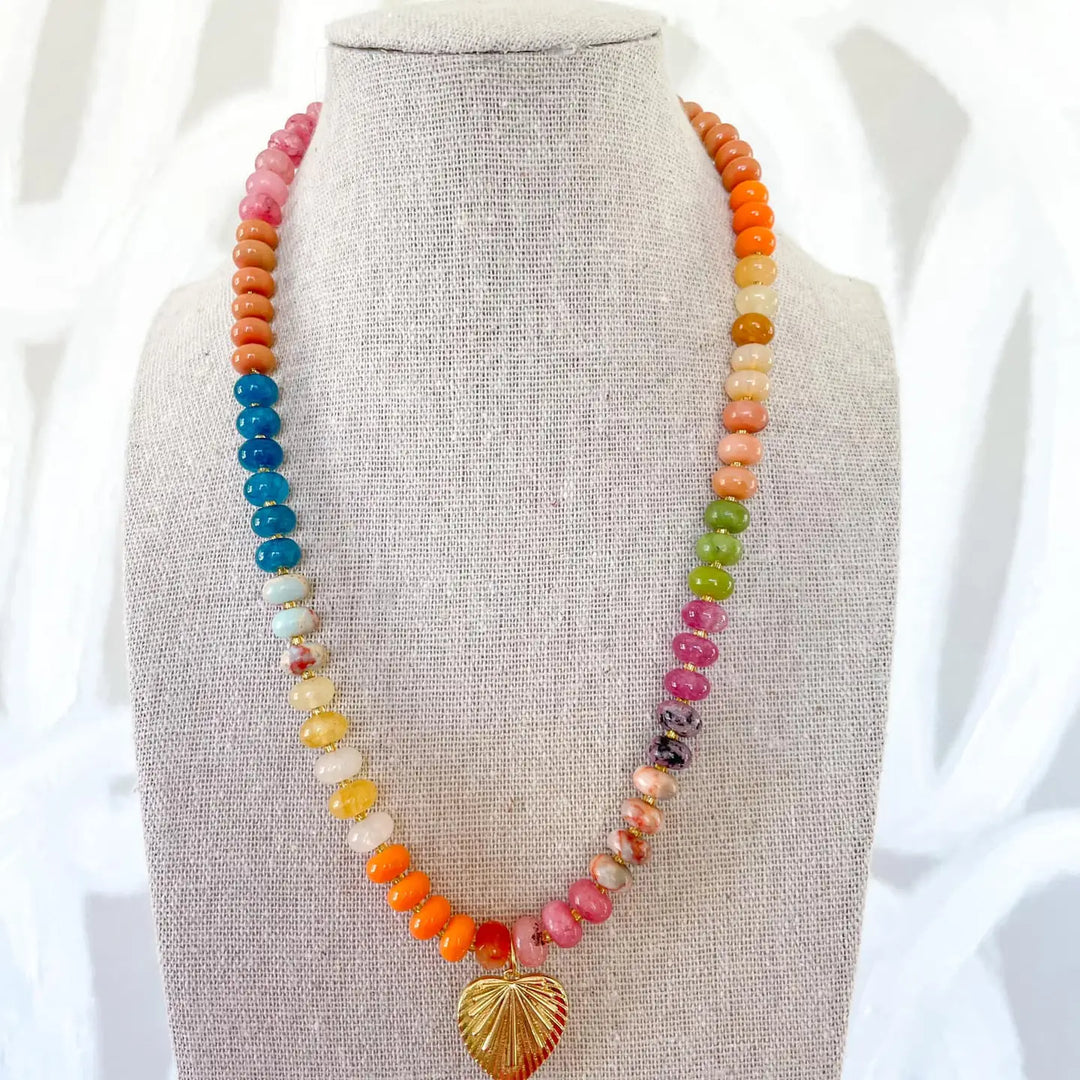 COLORFUL HEART CHARM NECKLACE