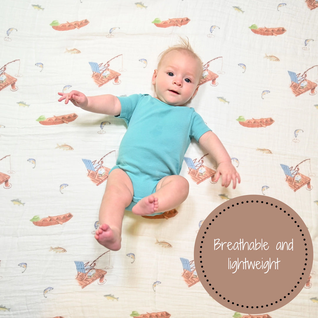 GONE FISHING SWADDLE BLANKET BABY GIFT Walker Boutique