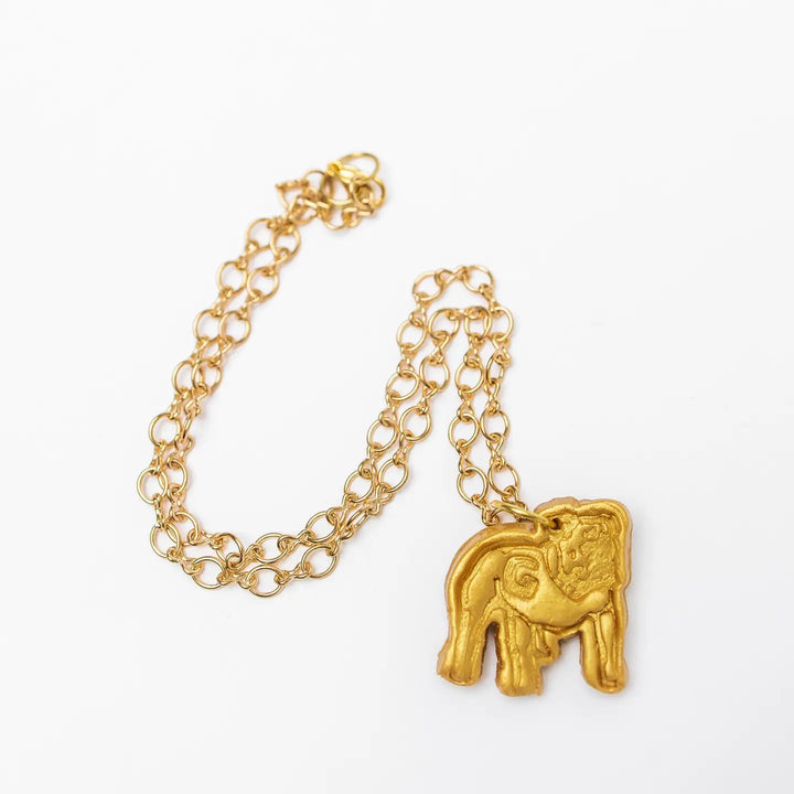 GOLD BULLDOG FIGURE 8 CHAIN NECKLACE