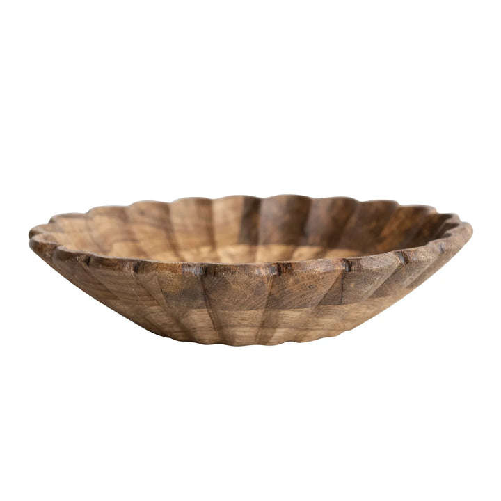 NATURAL MANGO WOOD SCALLOPED BOWL