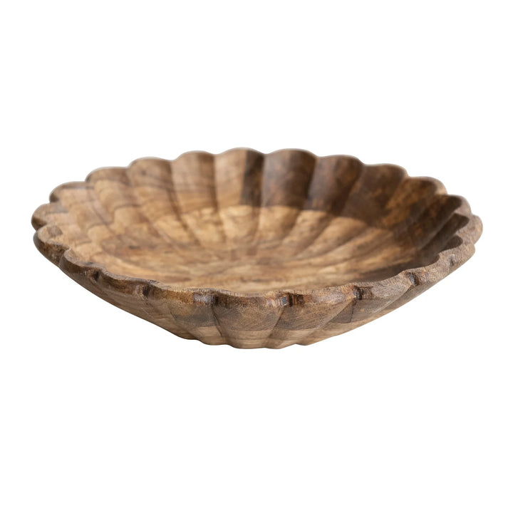 NATURAL MANGO WOOD SCALLOPED BOWL