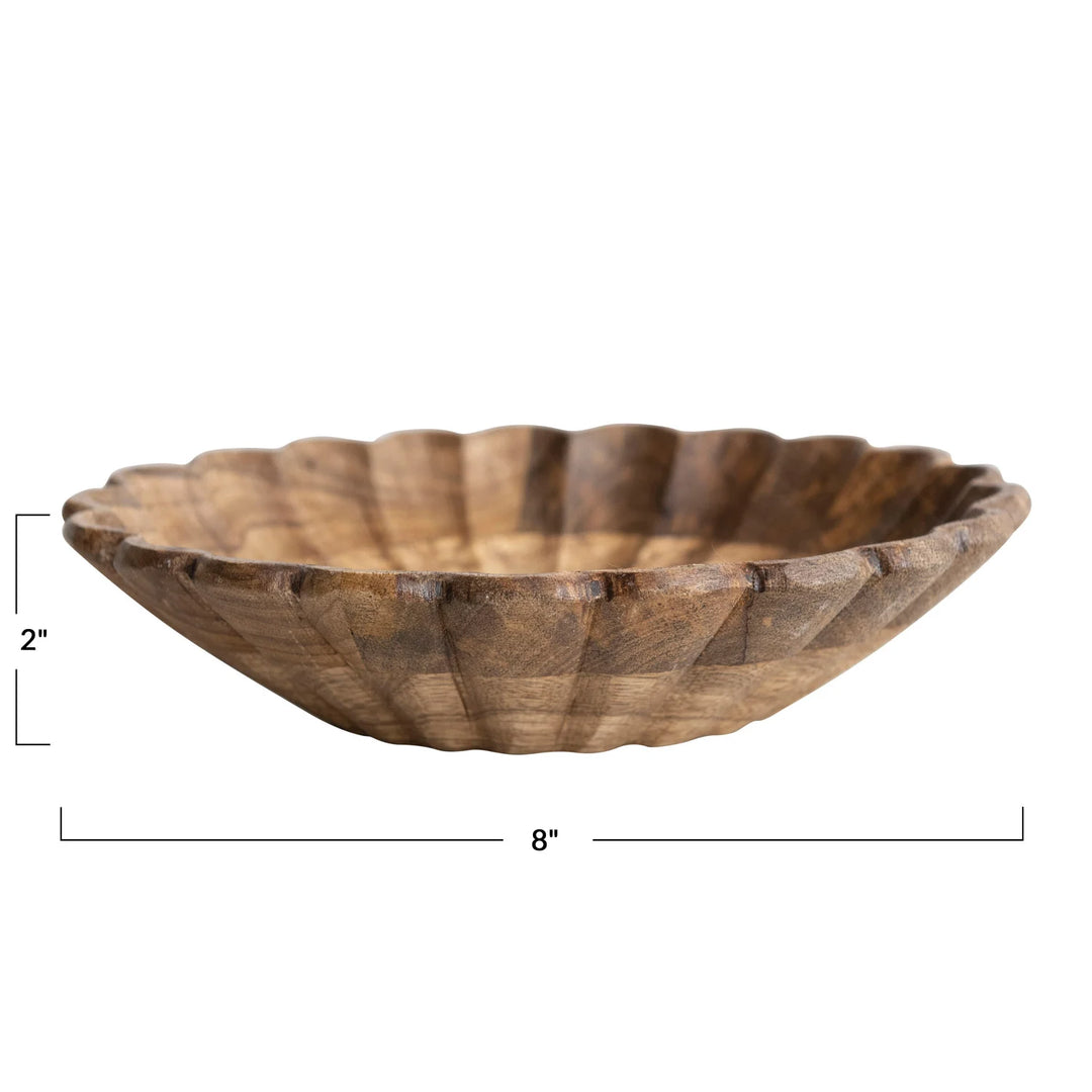 NATURAL MANGO WOOD SCALLOPED BOWL