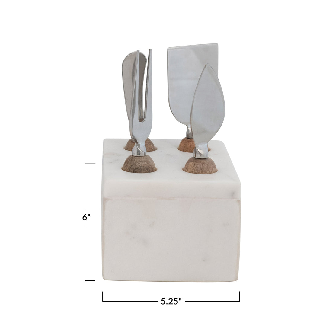 CHEESE SERVERS SET WITH MARBLE STAND