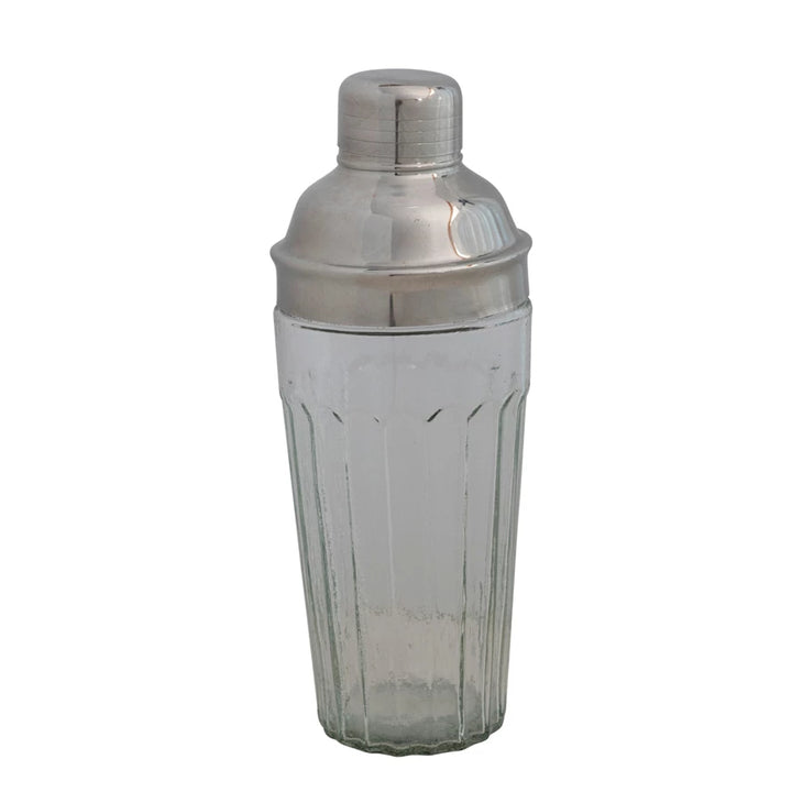 GLASS COCKTAIL SHAKER WITH STAINLESS STEEL TOP