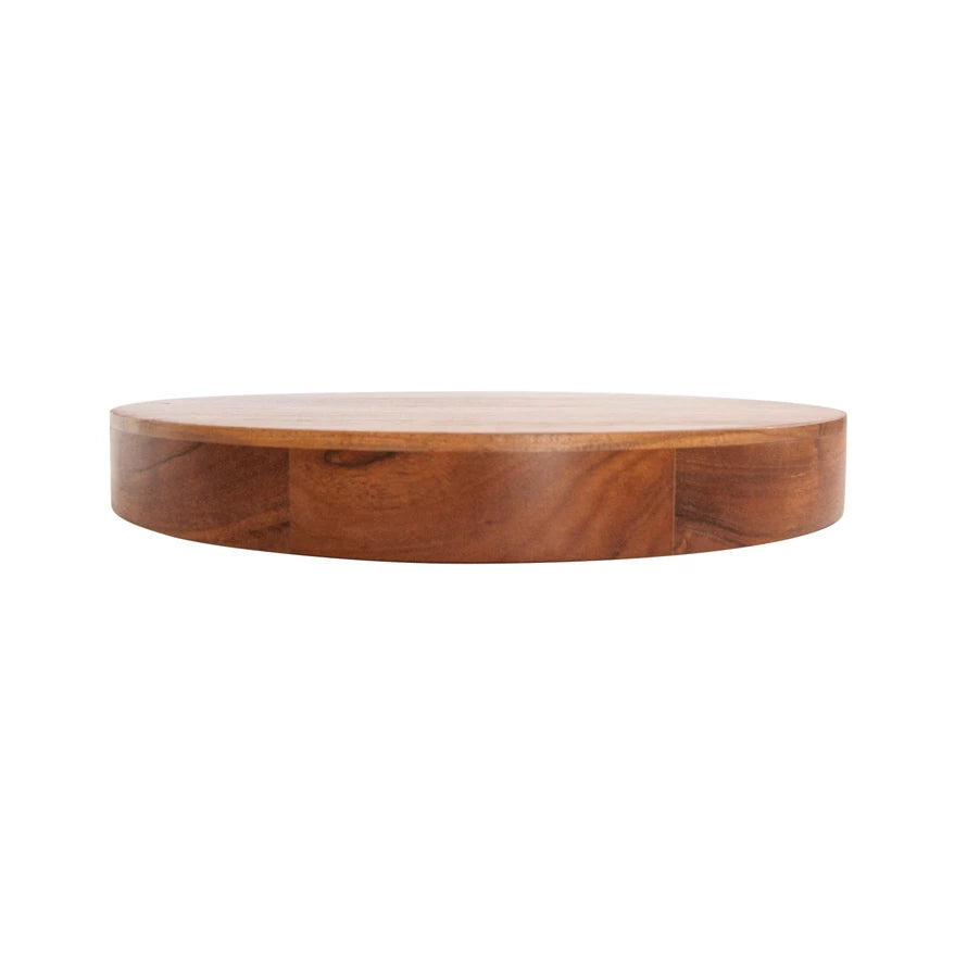 NATURAL ACADIA WOOD PEDESTAL WITH HANDLES