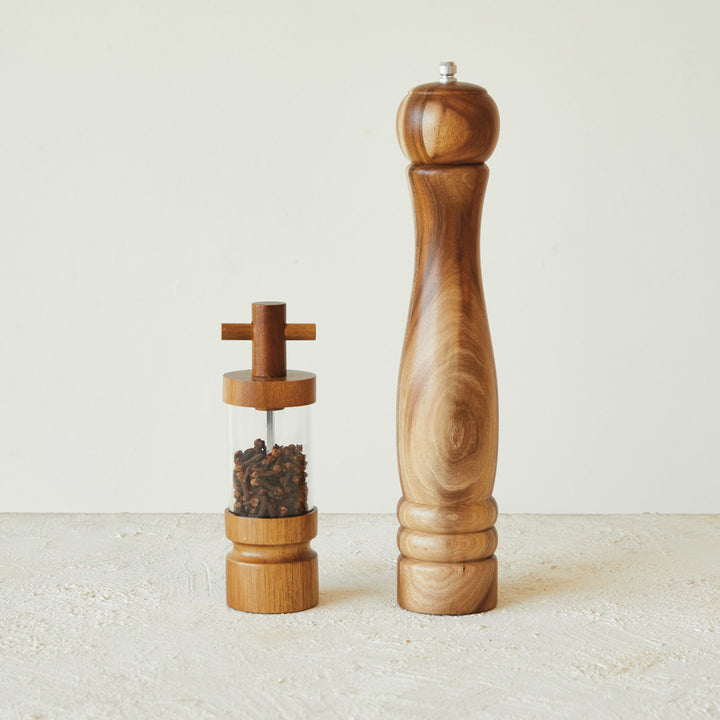 ACACIA WOOD & ACRYLIC SALT & PEPPER MILL