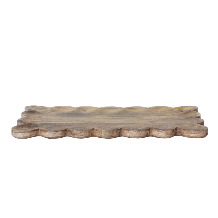 NATURAL WOOD SCALLOPED EDGE TRAY