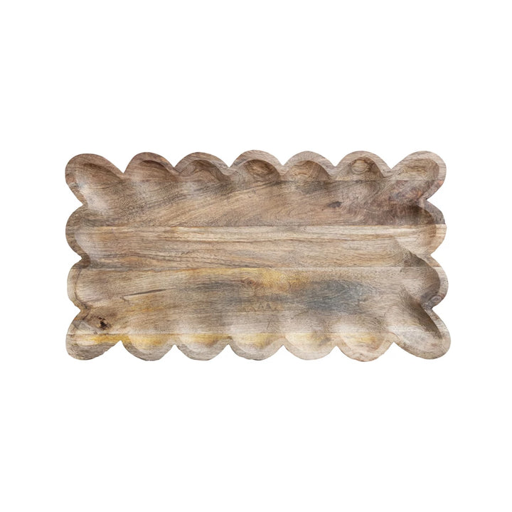 NATURAL WOOD SCALLOPED EDGE TRAY