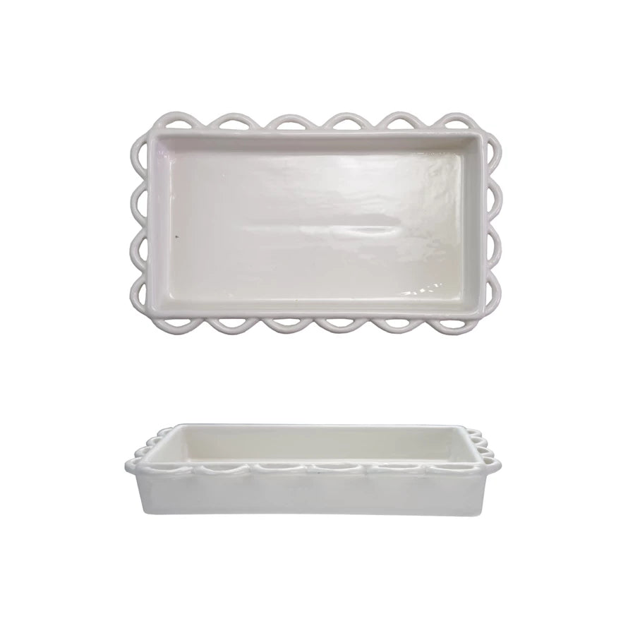 WHITE STONEWARE NAPKIN HOLDER