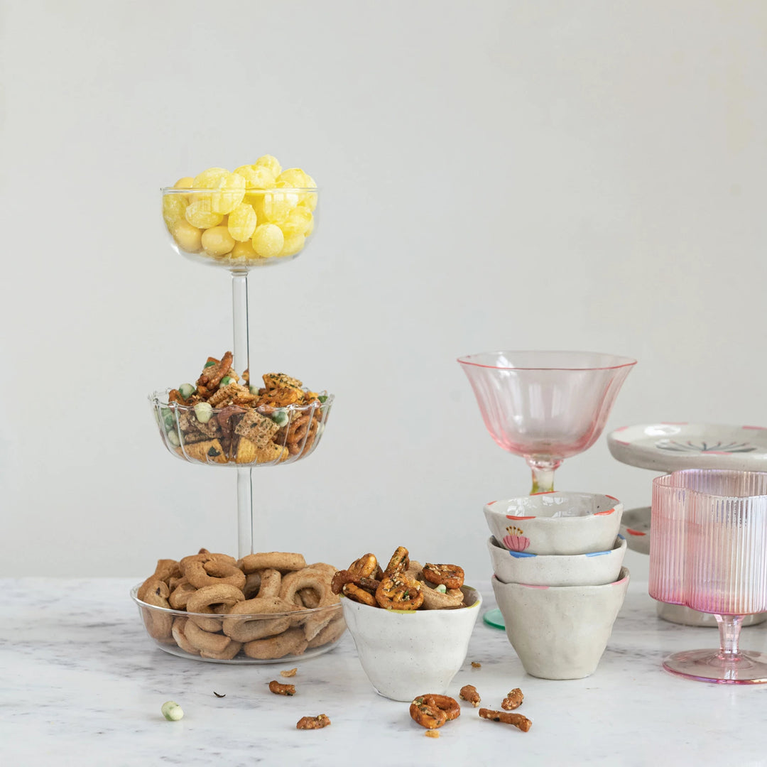 GLASS TIERED SERVING TRAY