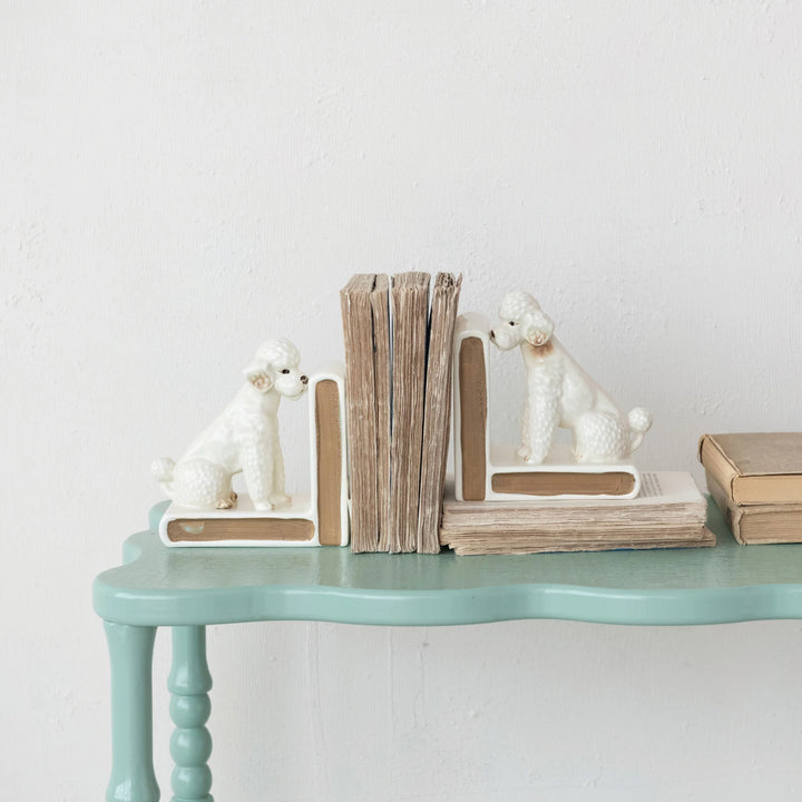 Vintage Reproduction Poodle Shaped Bookend Set – Decorative Dog Bookends for Classic Home Décor | Walker Boutique