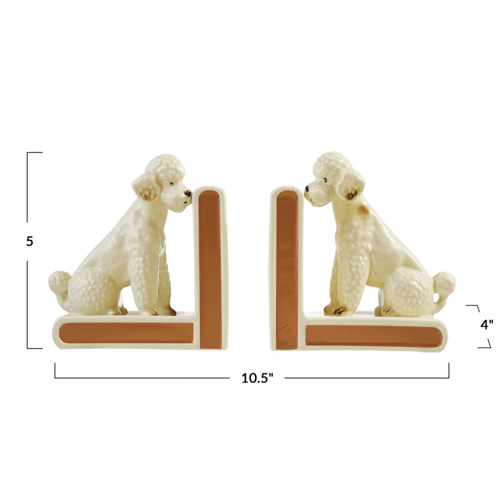 Vintage Reproduction Poodle Shaped Bookend Set – Decorative Dog Bookends for Classic Home Décor | Walker Boutique