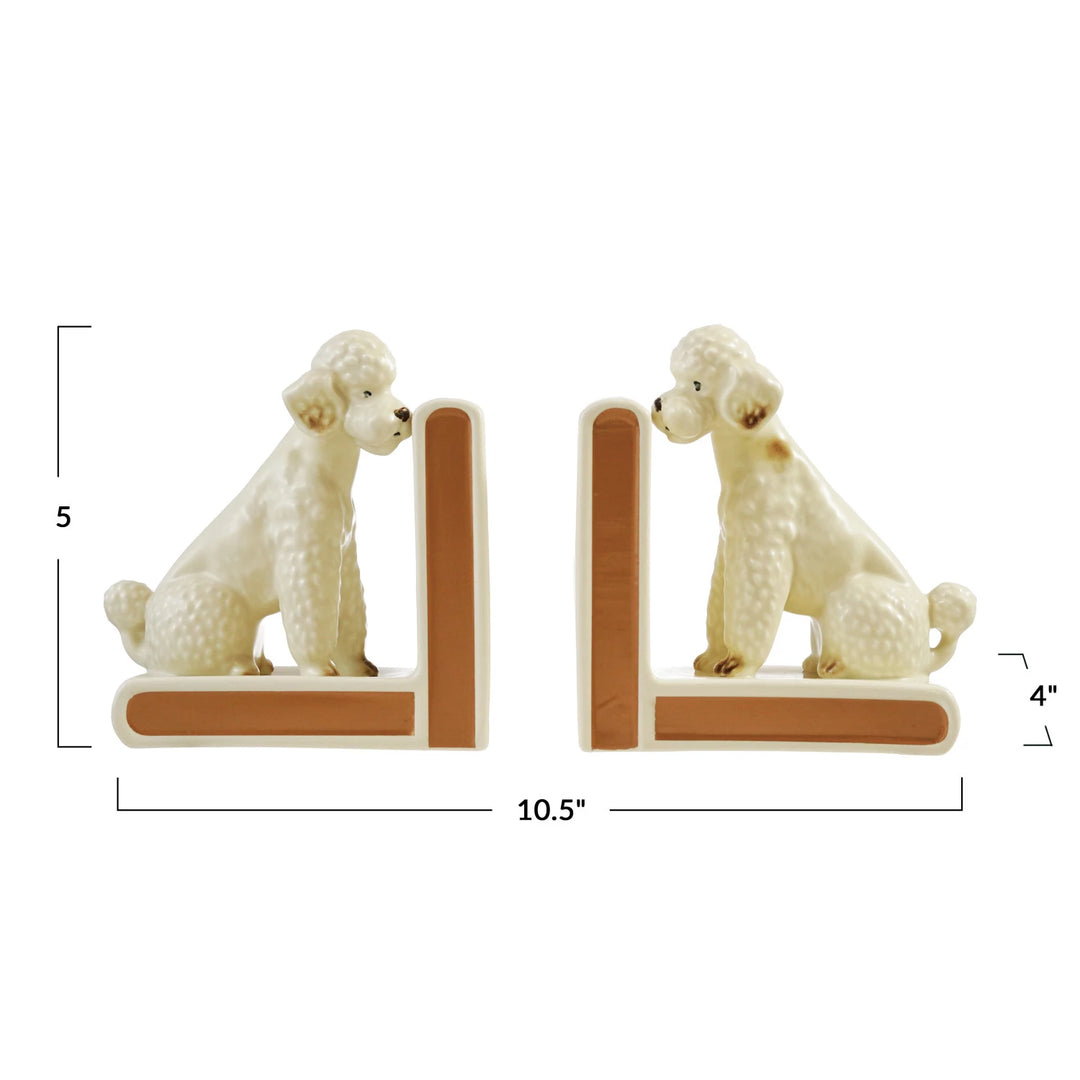 Vintage Reproduction Poodle Shaped Bookend Set – Decorative Dog Bookends for Classic Home Décor | Walker Boutique