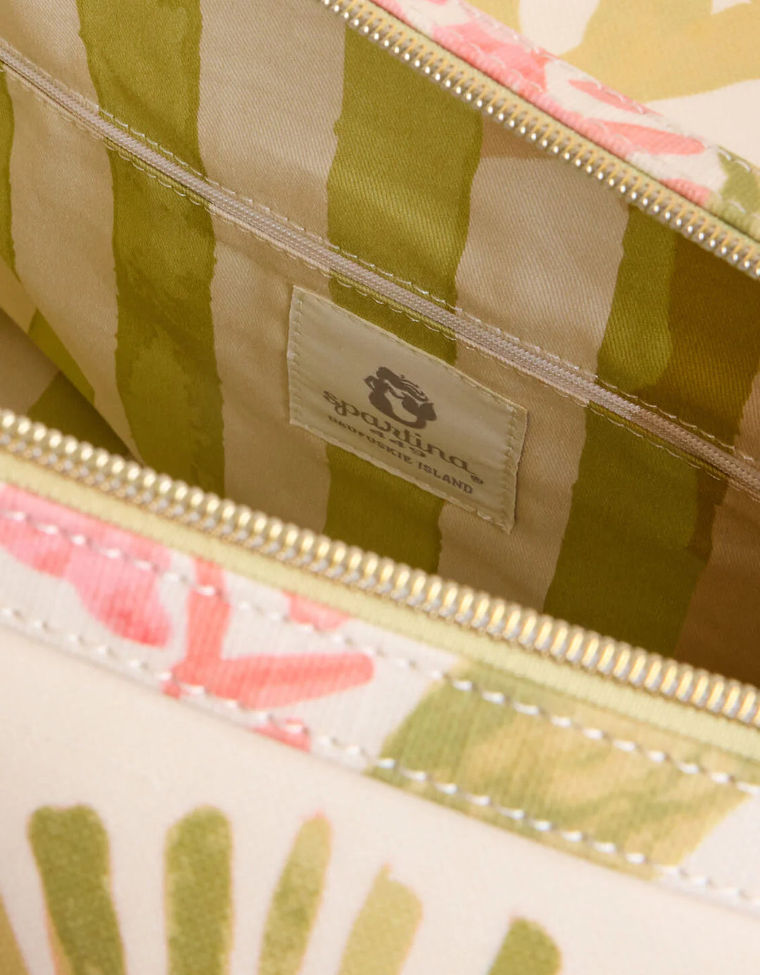 inside of floral print duffle bag