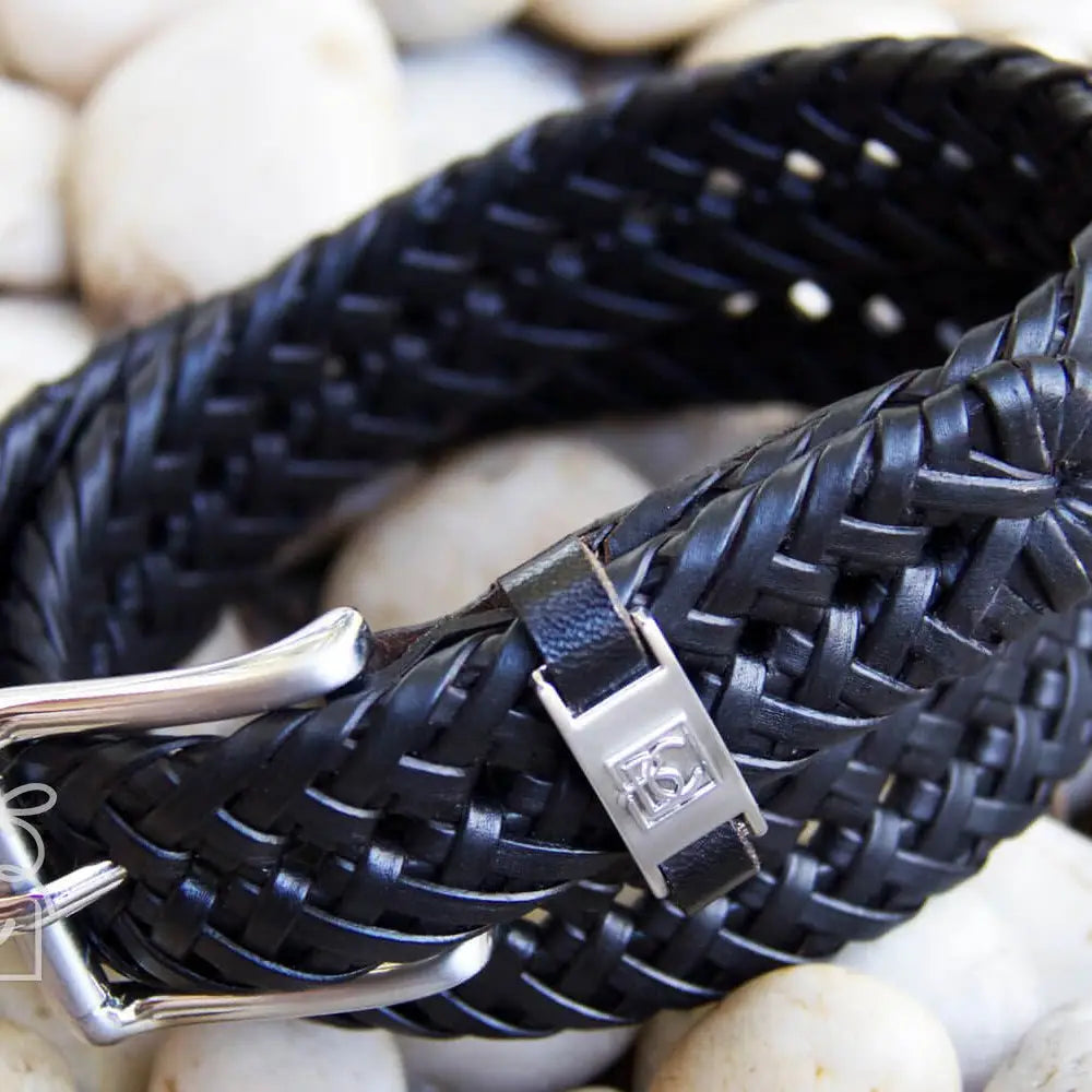BRAIDED LEATHER KIDS BELT BLACK