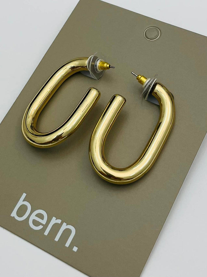 GOLD THICK LONG HOOP EARRINGS