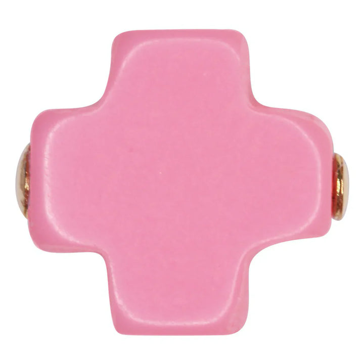 16" NECKLACE GOLD - SIGNATURE CROSS SMALL BRIGHT PINK