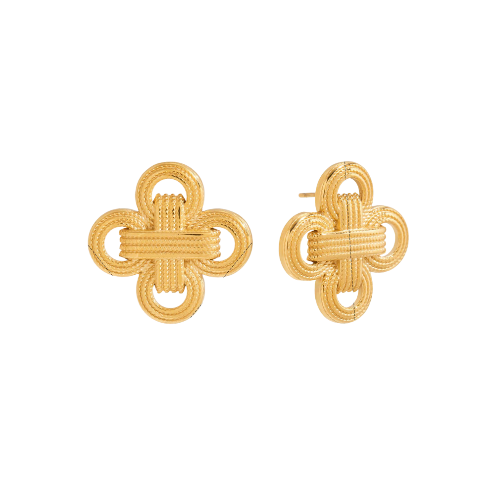 Polished silver Laurel sculptural knot statement earrings