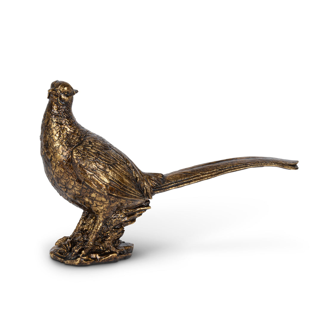 Bronze resin tabletop pheasant figurine in a standing pose