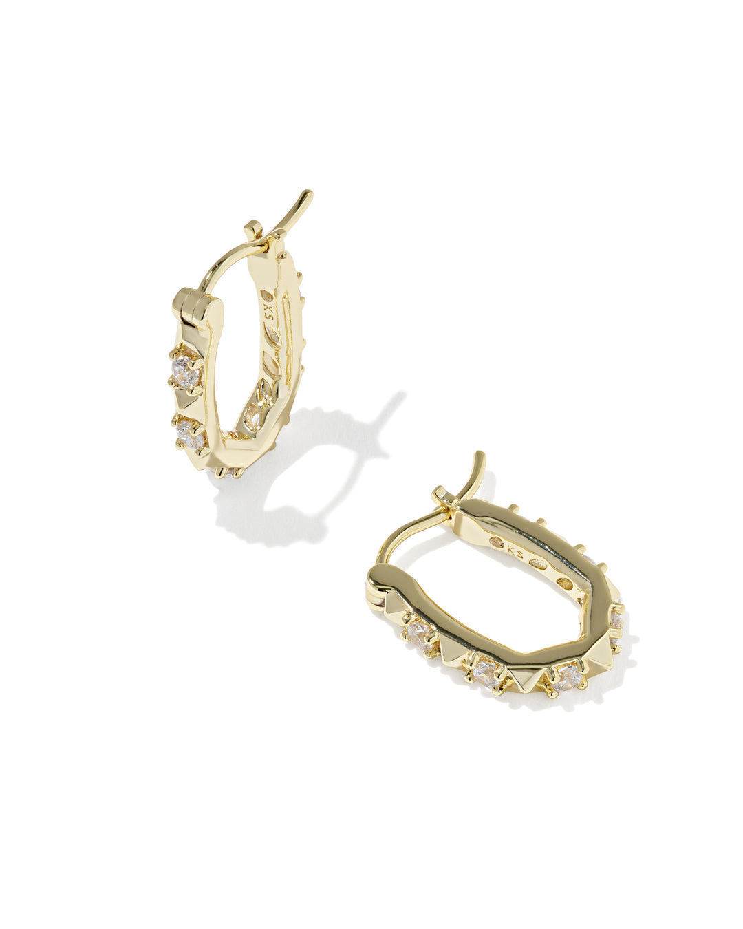 Fate Gold Huggie Earrings In White Cz