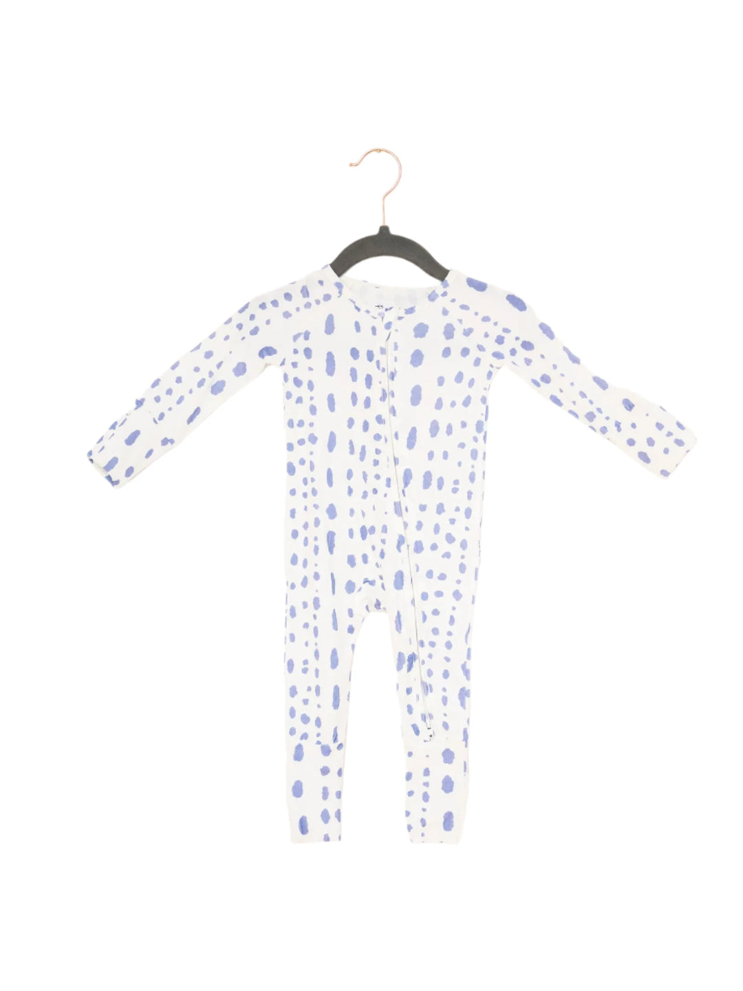 french blue dalmatian dot sleep romper