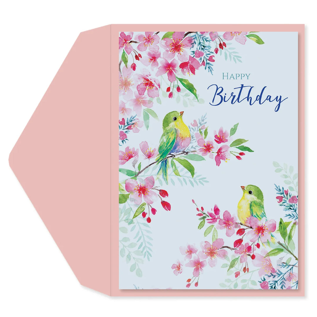 BIRDS WATERCOLOR BIRTHDAY FOR HER GREETING CARD