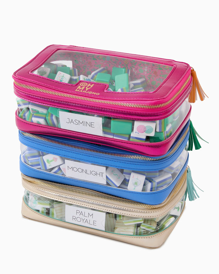 Oh My Mahjong Metallic Pink Tile Storage Bag mahjong tile storage bag for organized game night accessories | Walker Boutique