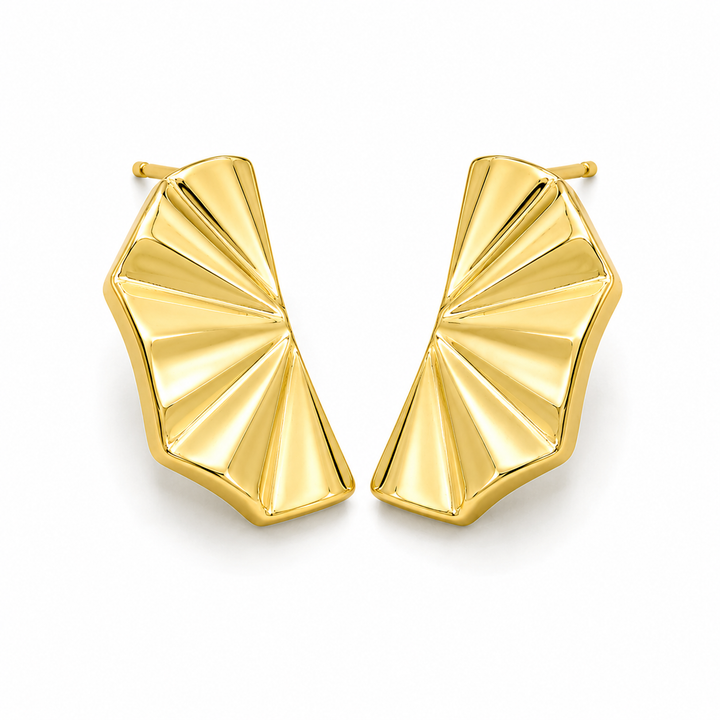 GOLD SMALL FAN STUD EARRINGS